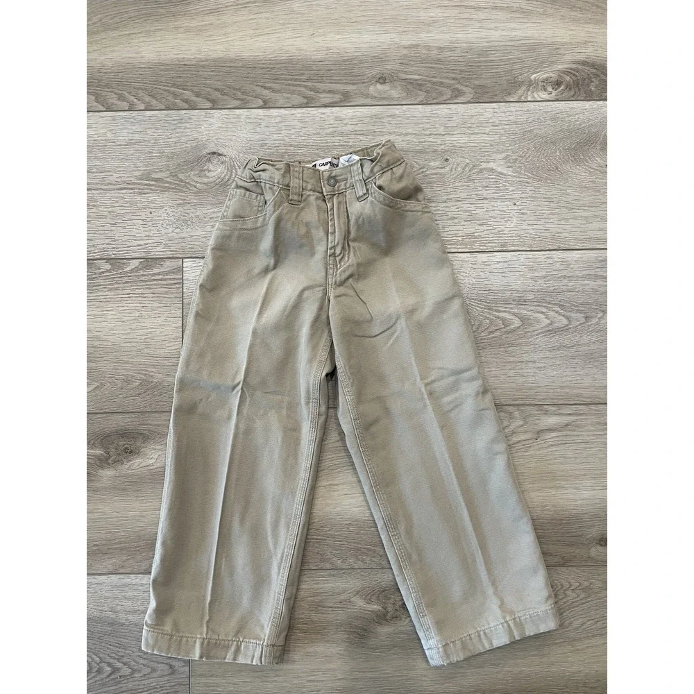 NWT‎ Vintage Y2K GAP Red Flannel Lined Beige Carpenter Pants Wide Leg Boys Sz 6